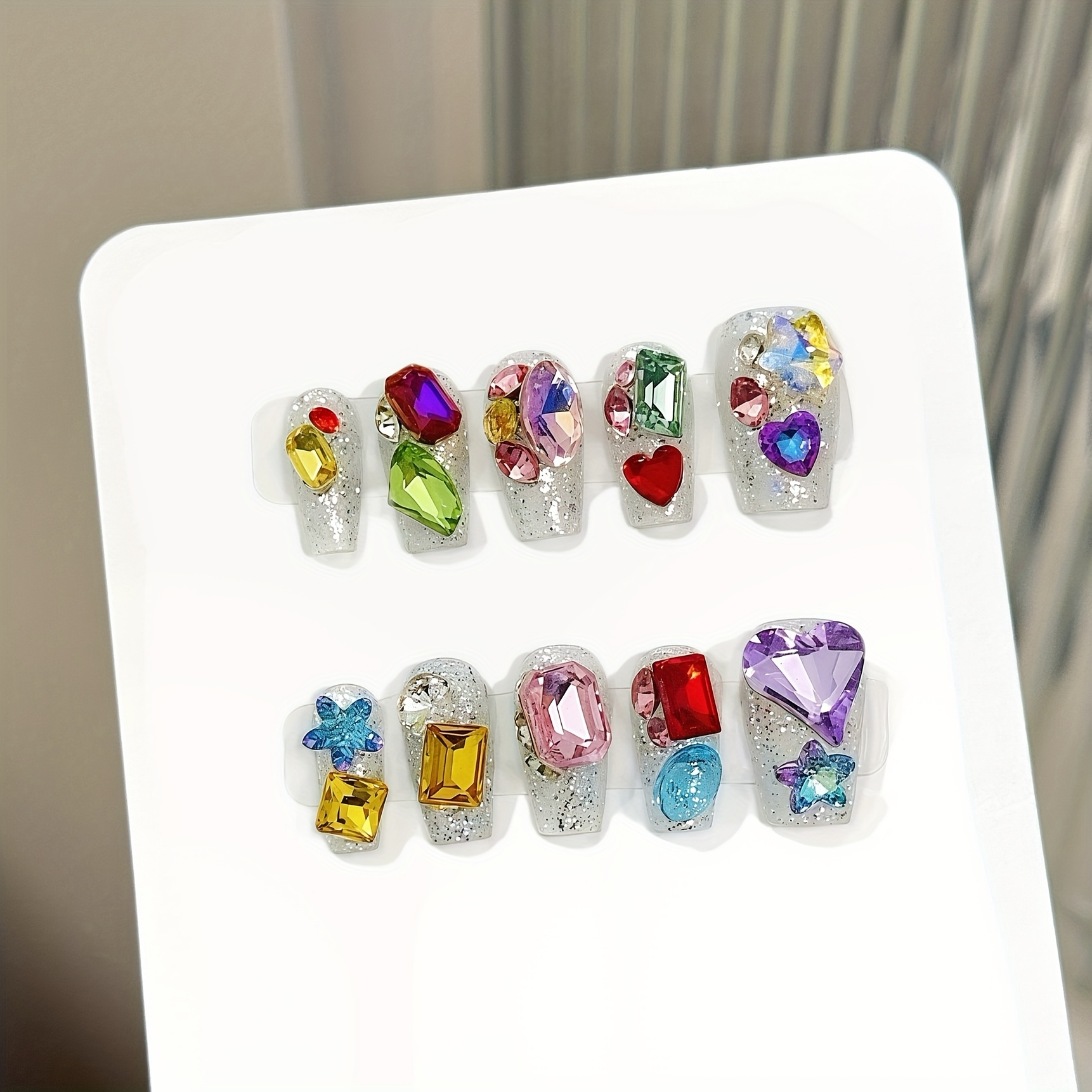 Nail Tech Accessories - 10pcs high-end Short colored stone accessories