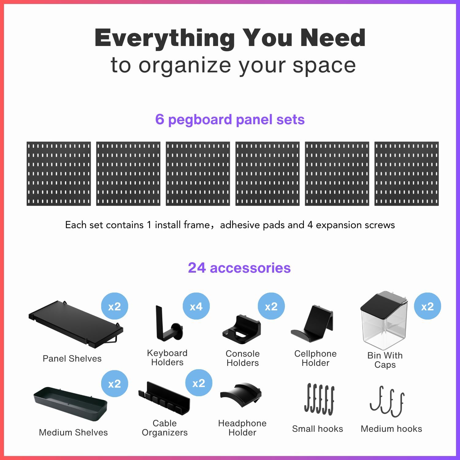 33x22 Inch Black Peg Board Org - Tech Accessories Products review and price